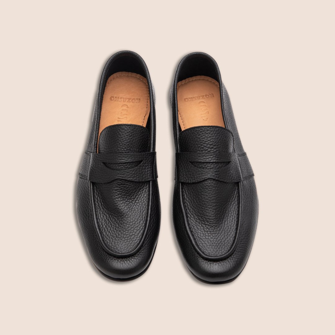 Blake Stitched Unlined Milled Black Leather Loafers for Men