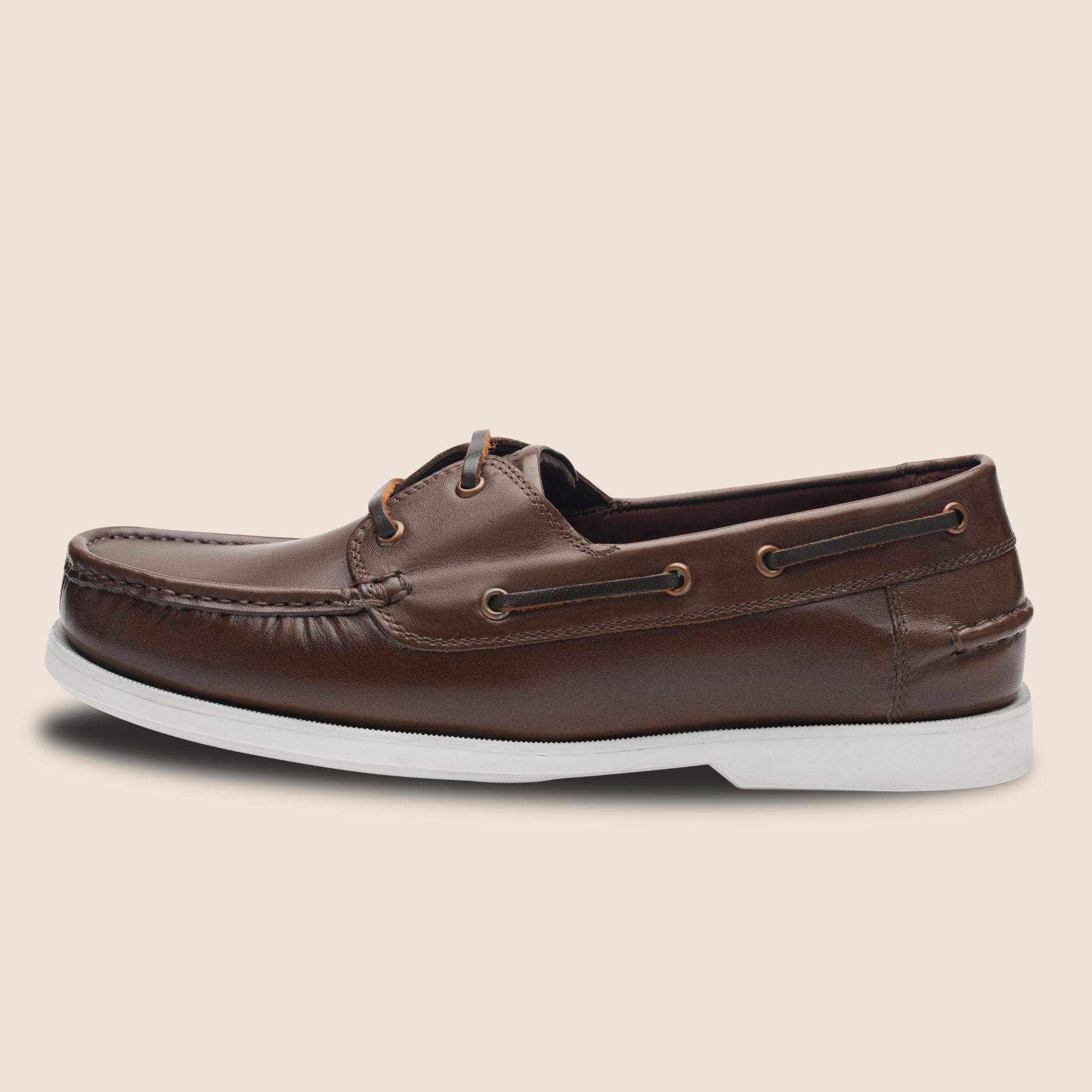 Blake Stitched brown Leather boat shoes for men