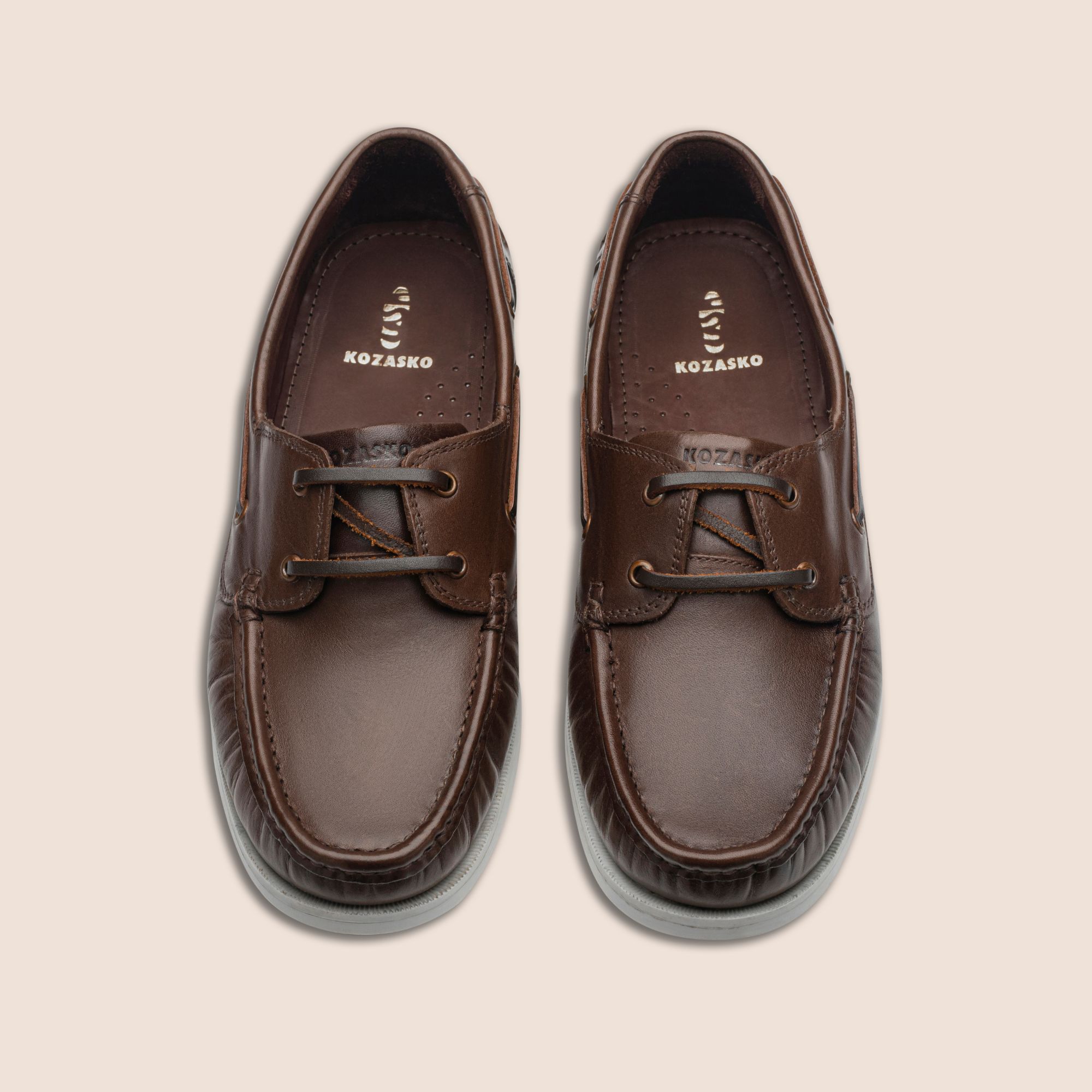 Blake Stitched brown Leather boat shoes for men