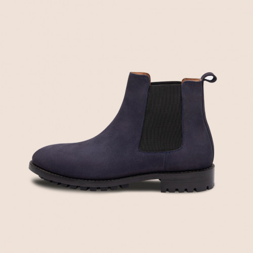 Goodyear Welted Navy Nubuck Chelsea Boot